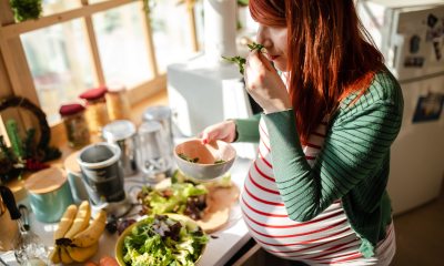 Woman making a salad
