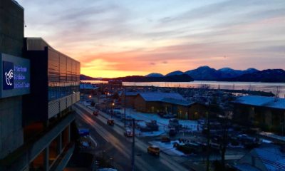 A sunrise over PeaceHealth Ketchikan medical center