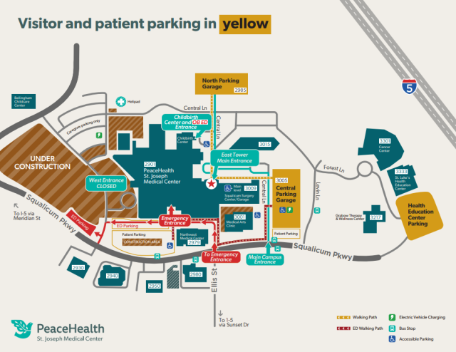 St. Joseph Medical Center visitor and patient parking map 