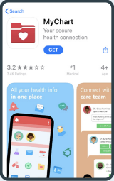 Screenshot of phone using MyChart app