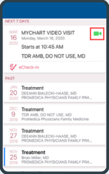 Screenshot of mobile device with camera icon highlighted on the display